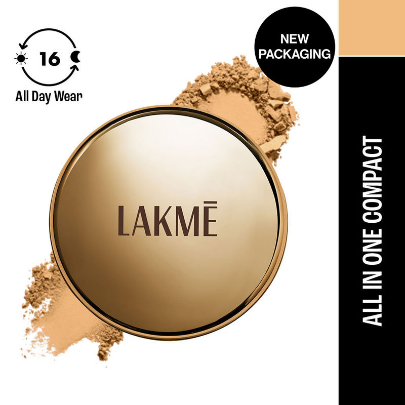 Lakme 9To5 Powerplay Priming Powder Foundation, 3-In-1, Lasting Matte, Silky Golden