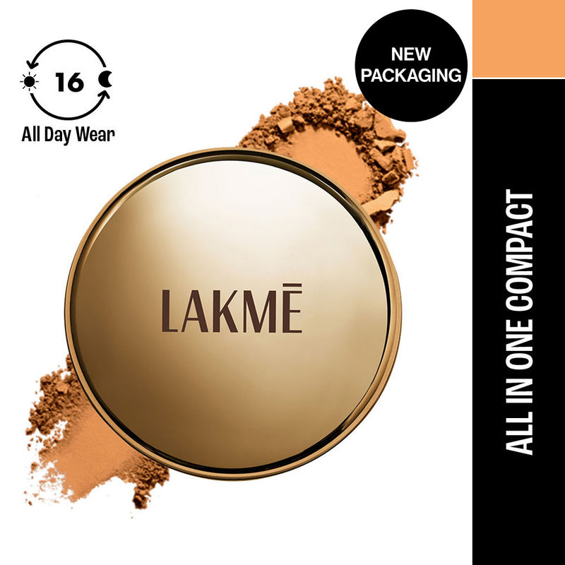 Lakme 9To5 Powerplay Priming Powder 3in1 Foundation, Primer & Compact, Lasting Matte, Honey Dew