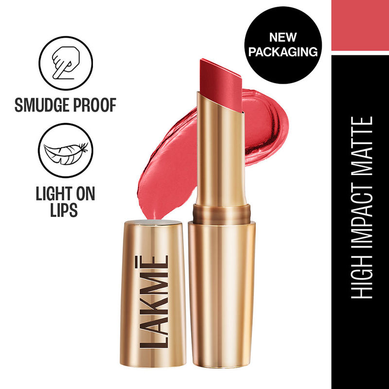 Lakme 9 To 5 Powerplay Priming Matte Lipstick, Lasts hrs, Peachy Affair