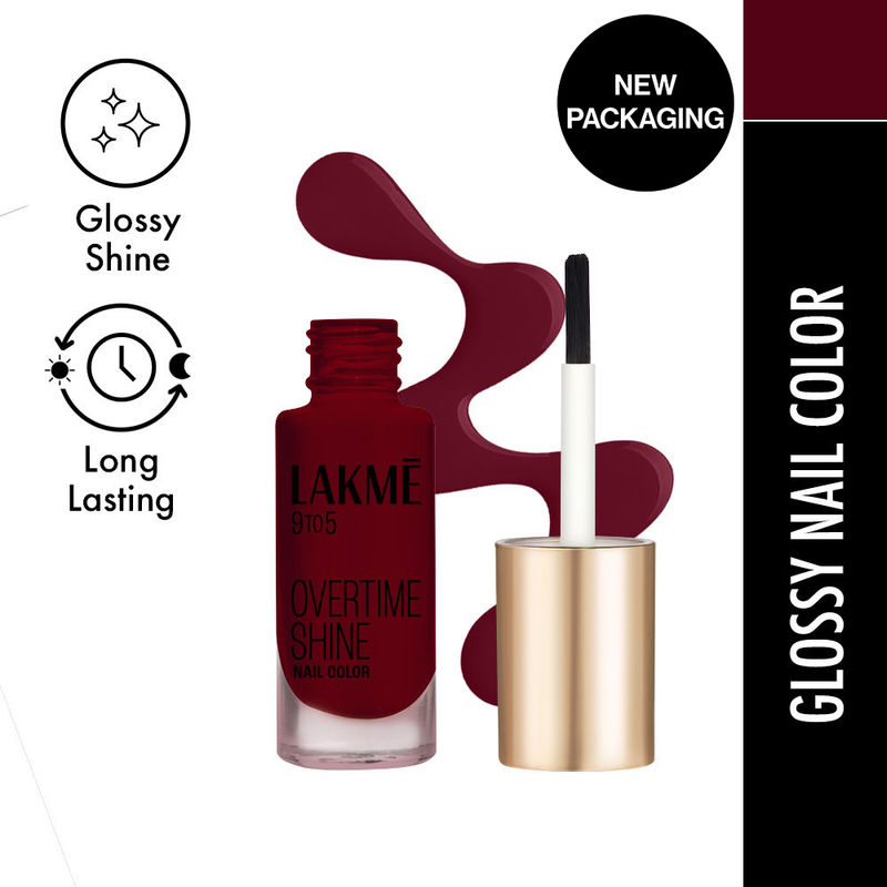 Lakme 9 To 5 Primer + Gloss Nail Color - Smokey Crimson