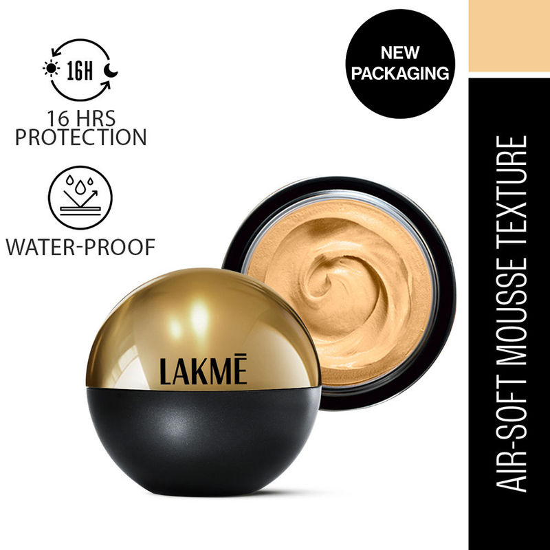 Lakme Xtraodin Airy Mattereal Mousse Foundation With SPF8, Waterproof, Lasts 16 Hr, 04 Golden Crème