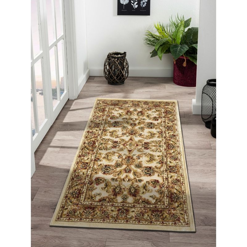 OBSESSIONS Classical Machine Made Viscose Runner, Cream & Beige (2x3 Feet)