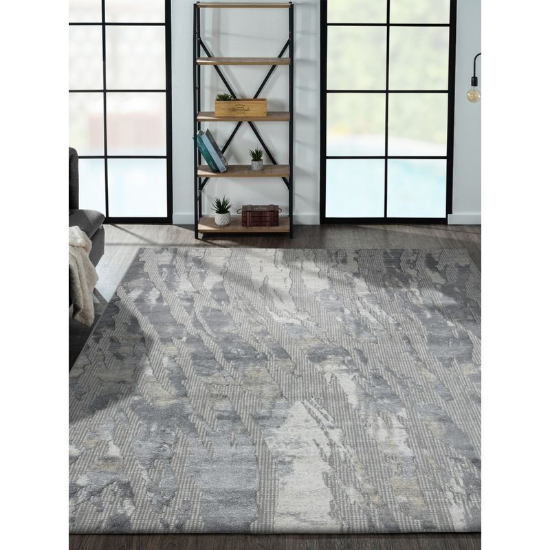 OBSESSIONS Antistatic Polypropylene Abstract Carpet, Grey And Cream