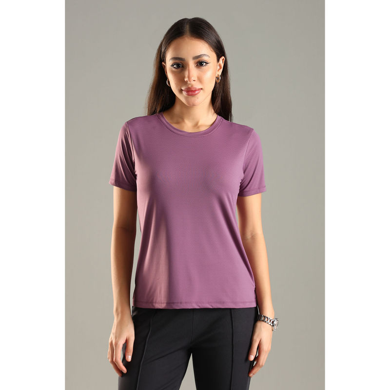 DOMIN8 Women Pink Soft and Stretchy Nylon Sports Top (S)