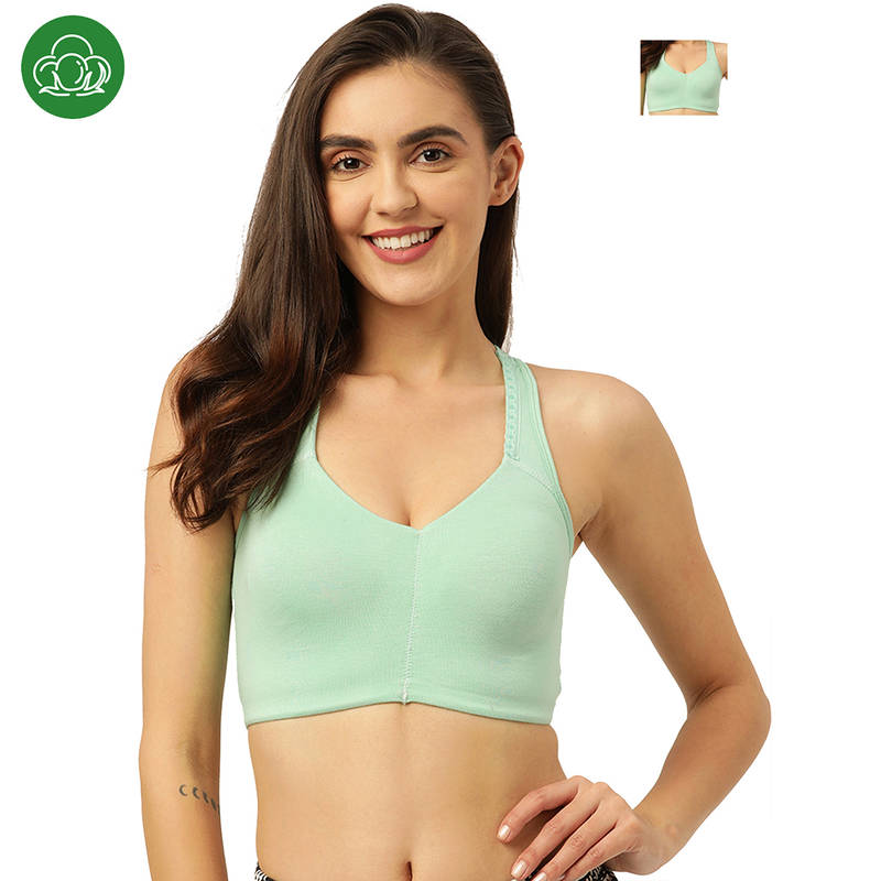 Inner Sense Organic Antimicrobail Low Impact Lounge bra with remoavable pads Green (Pack of 2) (S)