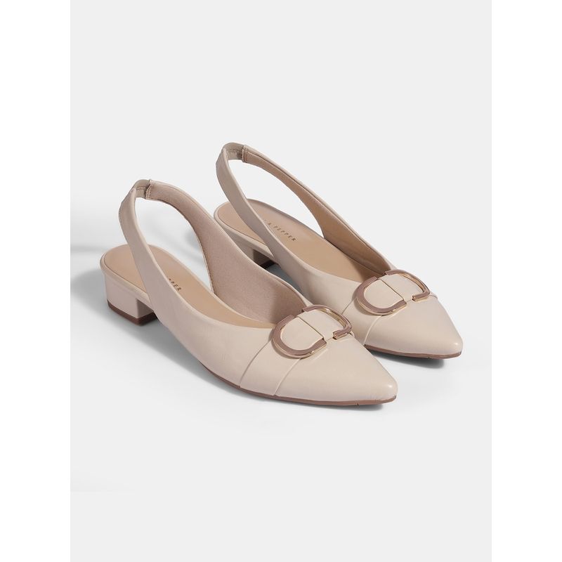 Lemon & Pepper Off White Casual Mule Heels (EURO 38)