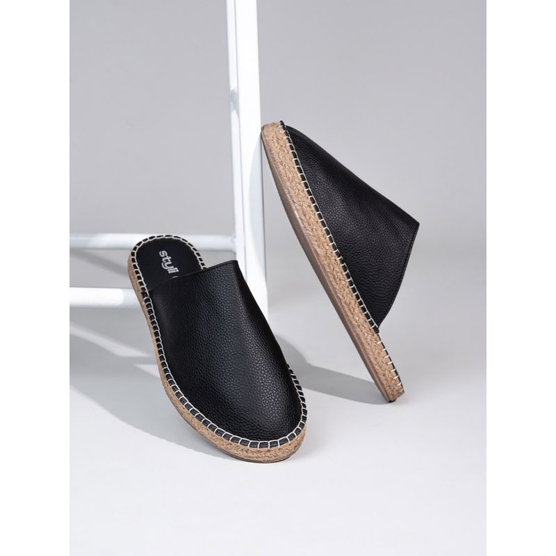 Styli Men Black Faux Leather Mules (EURO 44)