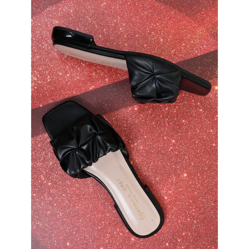 Ronnie Grey Women Black Solid Open Toe Flats (EURO 38)