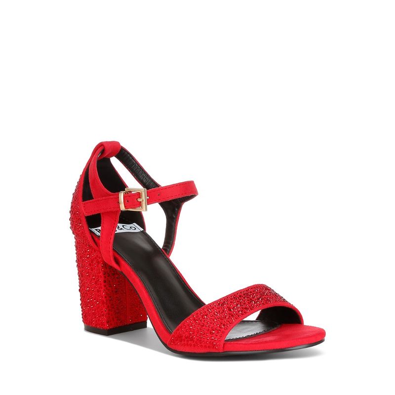 London Rag Rhinestones Embellished Red Heels (UK 4)