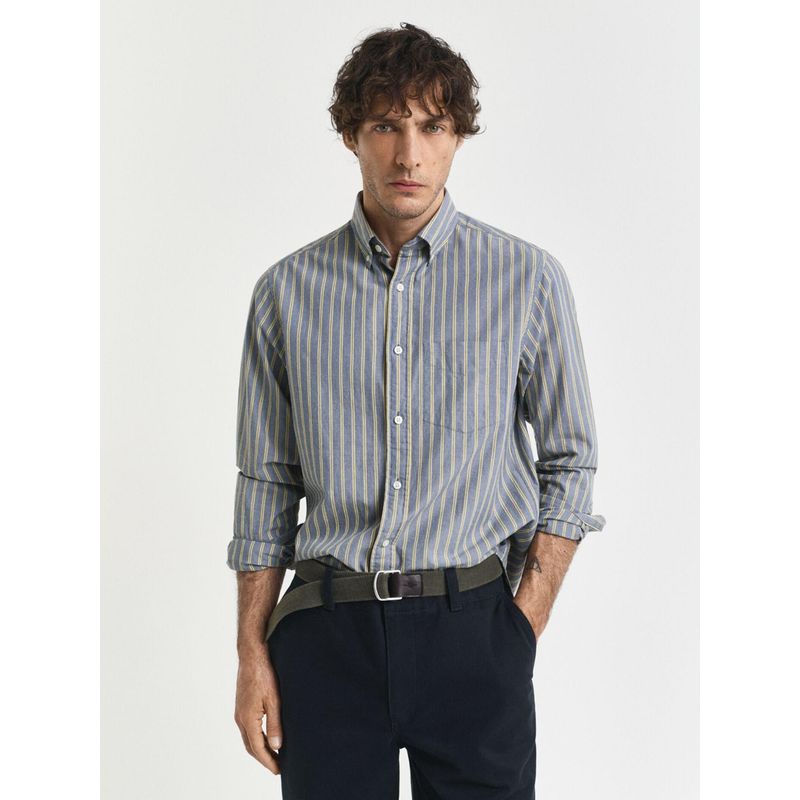 GANT Mens Grey Button Down Collar Regular Fit Archive Poplin Shirt (S)