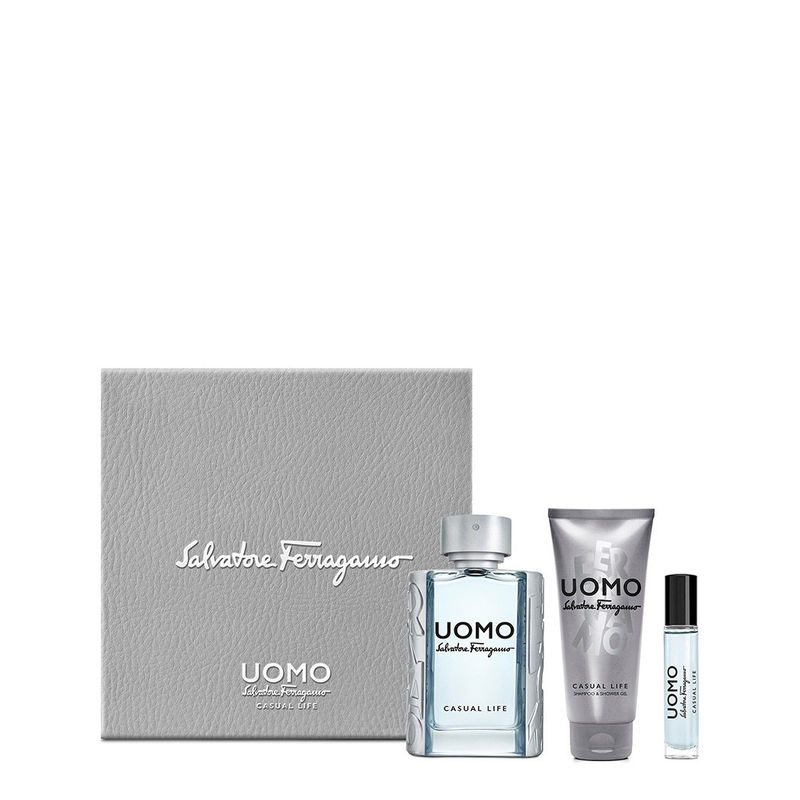 Buy Ferragamo Uomo Casual Life Set Eau De Toilette Shampoo Shower Gel For Him Online