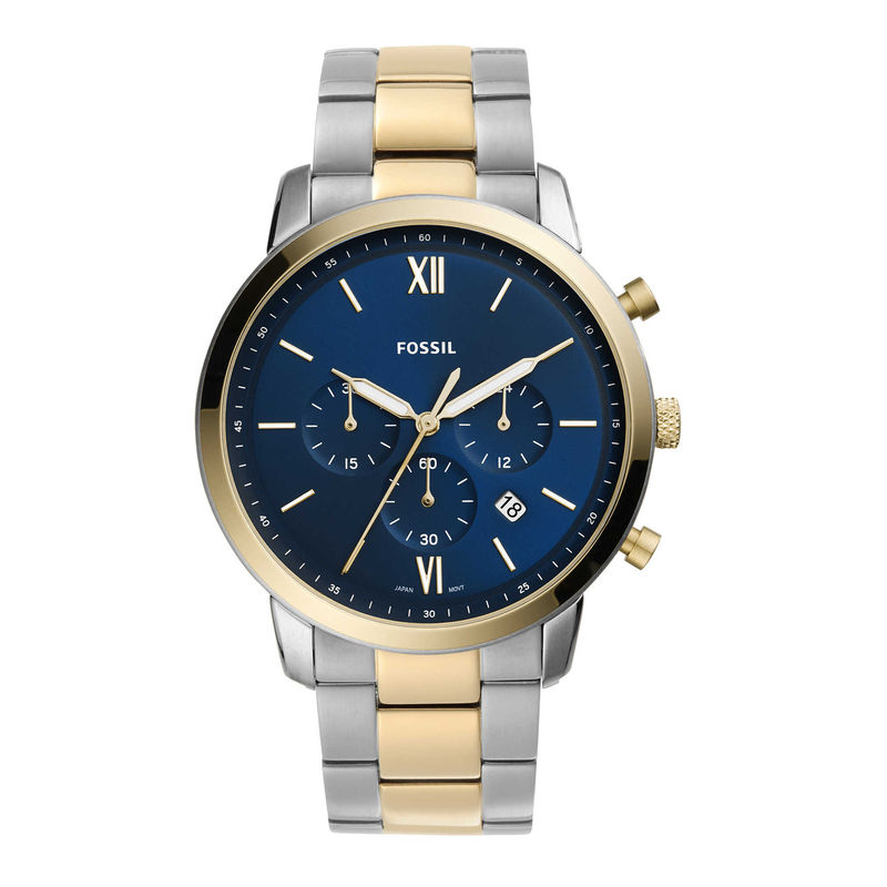 Fossil Neutra Chronograph Blue Dial Two Tone Steel Strap Watch for Men - FS5706
