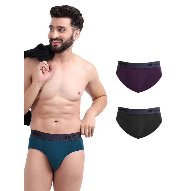 FREECULTR Men Multi-Color Solid Pack Of 3 Briefs (Pack of 3) (L)