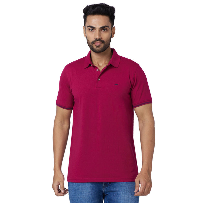Park Avenue Slim Fit Solid Red T-Shirt (40)