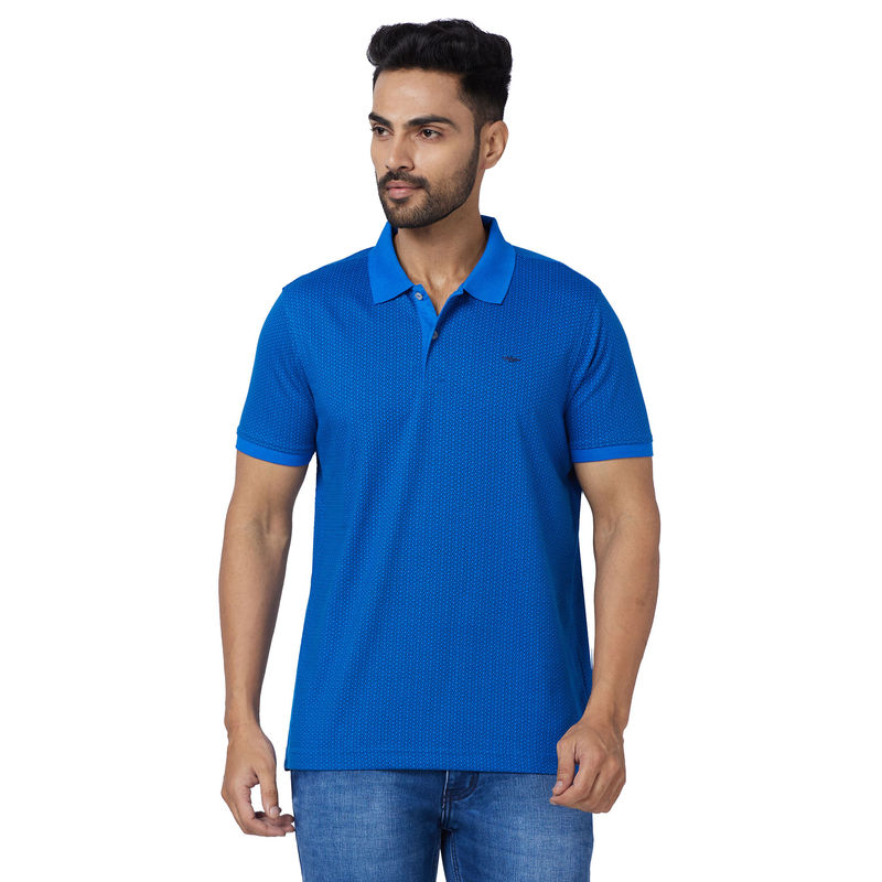 Park Avenue Slim Fit Printed Blue T-Shirt (39)