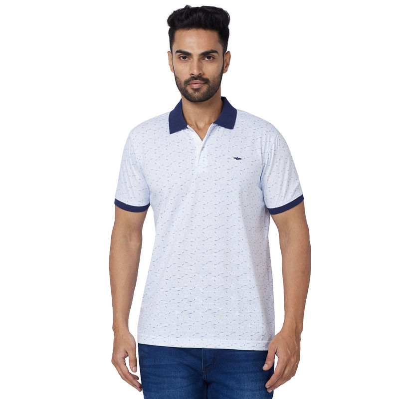 Park Avenue Slim Fit Printed Blue T-Shirt (39)