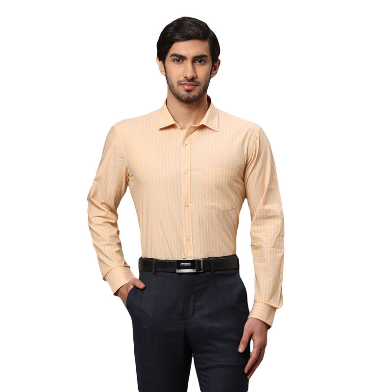 Park Avenue Slim Fit Stripe Peach Shirt (42)