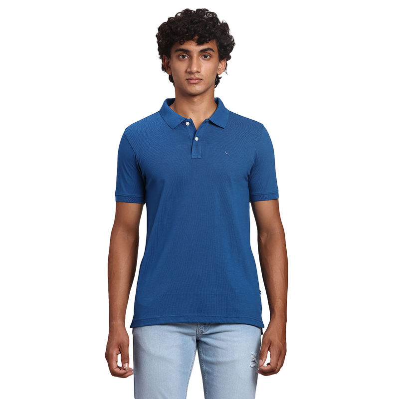 Parx Regular Fit Solid Blue T-Shirt (39)