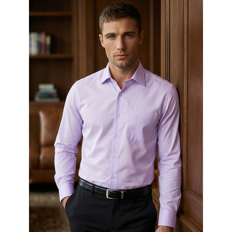 Louis Philippe Mens Lilac Easy to Iron Premium Cotton Regular fit Formal Shirt (42)