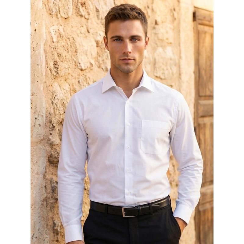 Louis Philippe Mens White Easy to Iron Premium Cotton Regular fit Formal Shirt (40)