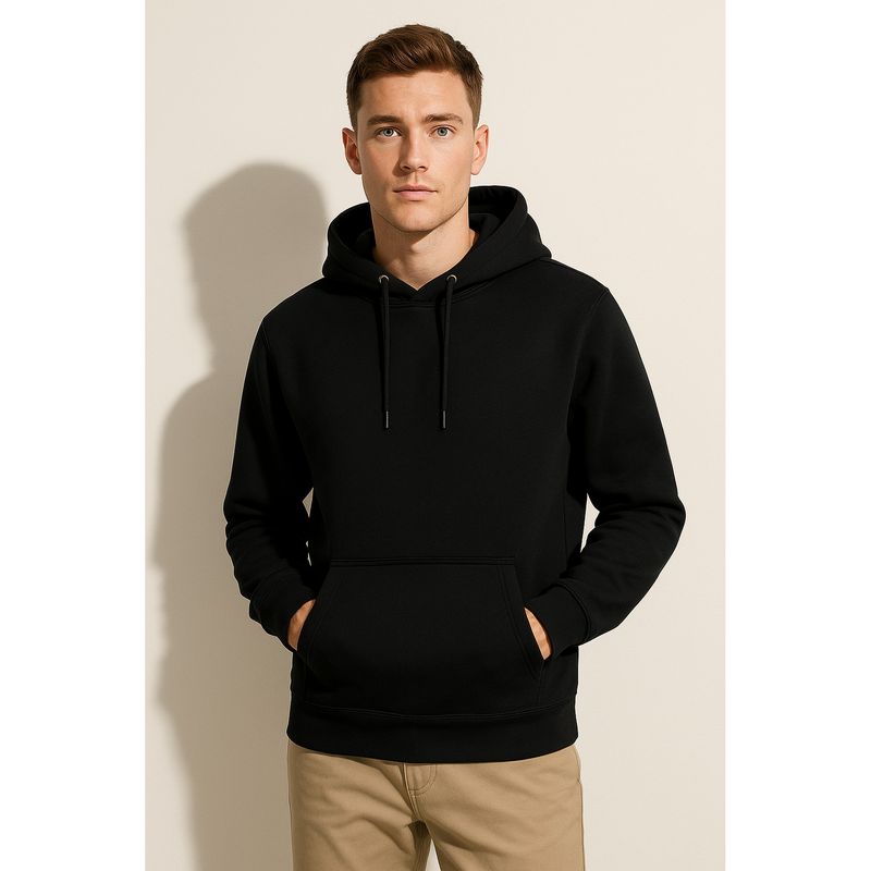 Parcel Yard Men Full Sleeve Black Hoodie (2XL)