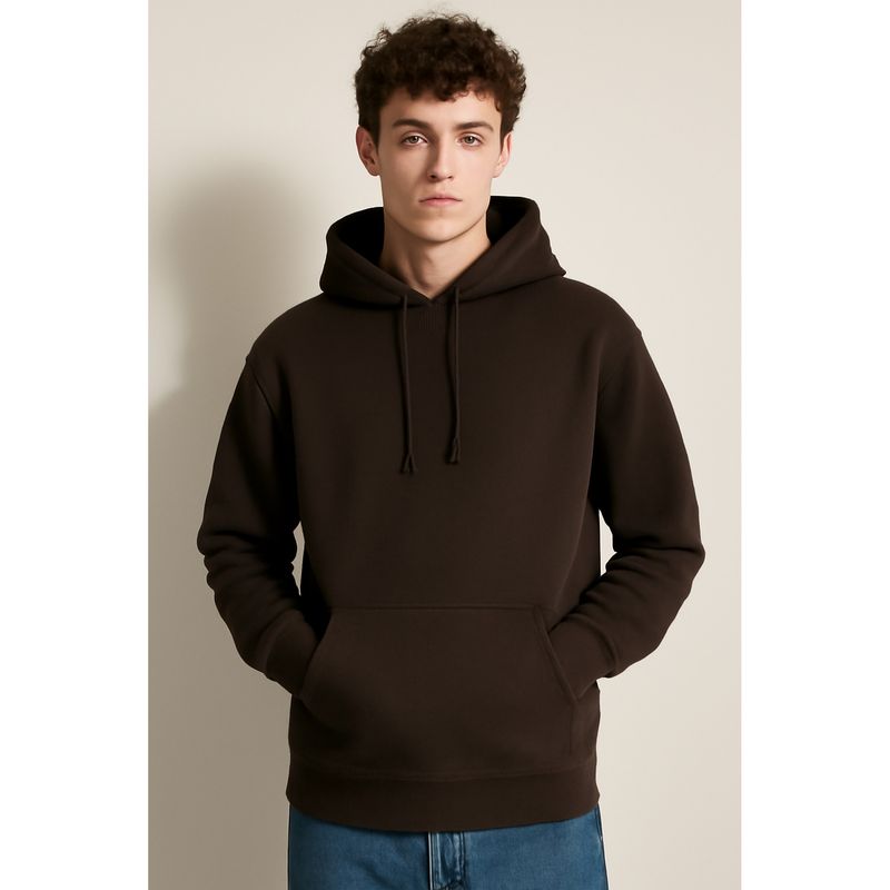 Parcel Yard Men Full Sleeve Brown Hoodie (L)
