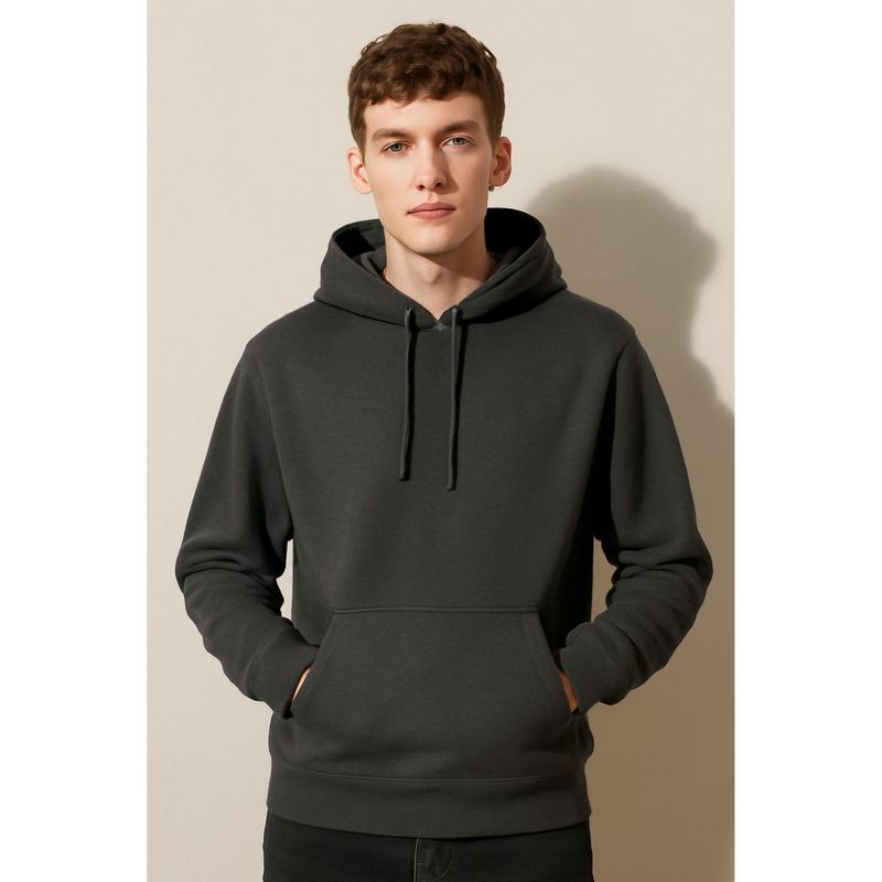 Parcel Yard Men Full Sleeve Grey Hoodie (M)