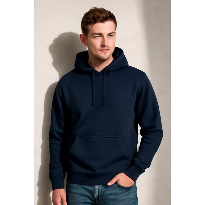 Parcel Yard Men Full Sleeve Navy Blue Hoodie (XL)
