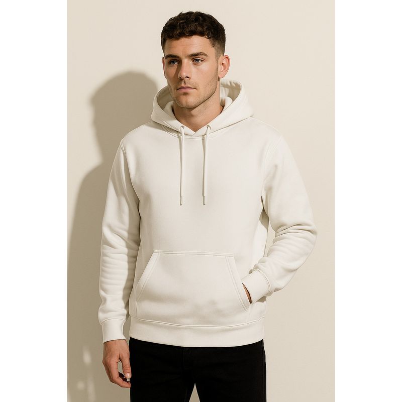 Parcel Yard Men Full Sleeve White Hoodie (XL)