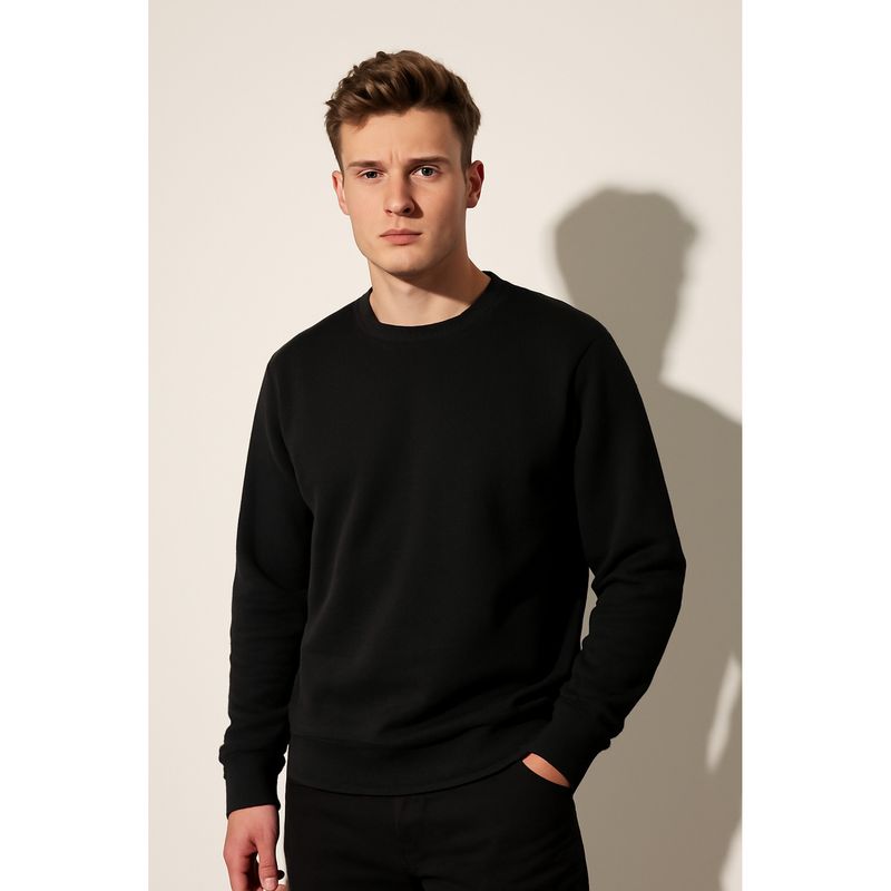Parcel Yard Men Full Sleeve Black Sweatshirt (M)