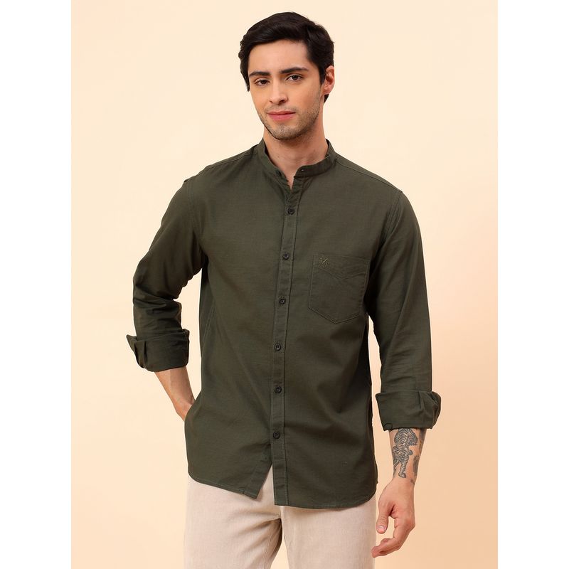 Cantabil Breathable & Soft with Color Regular Fit Olive Shirt (38)