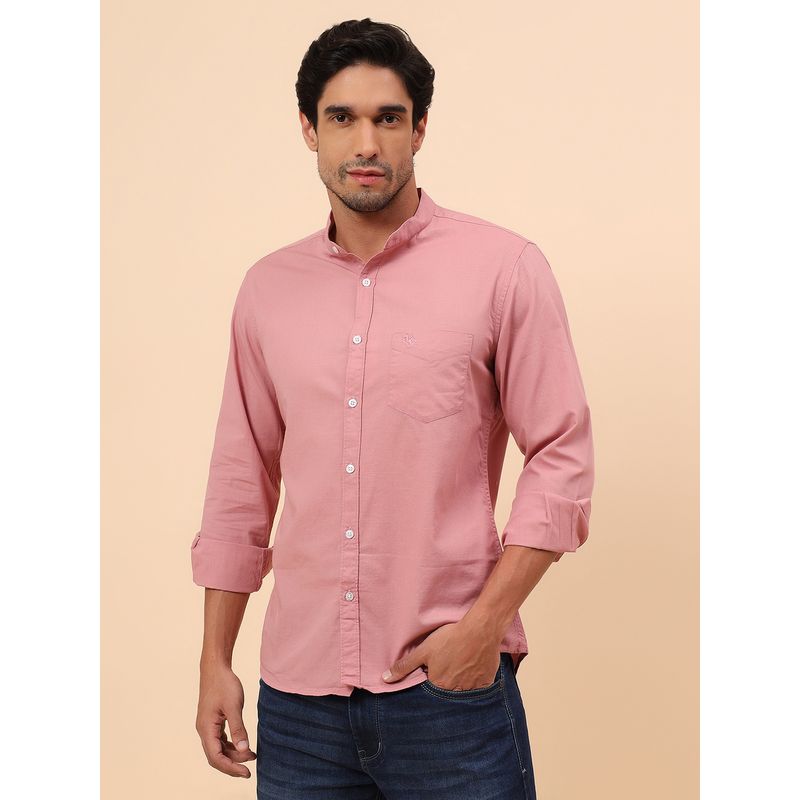 Cantabil Breathable & Soft with Color Regular Fit Pink Shirt (40)
