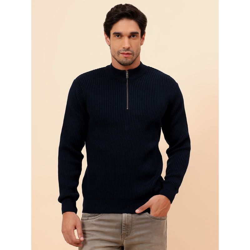 Cantabil Men Breathable & Soft with Color Navy Blue Sweater (M)