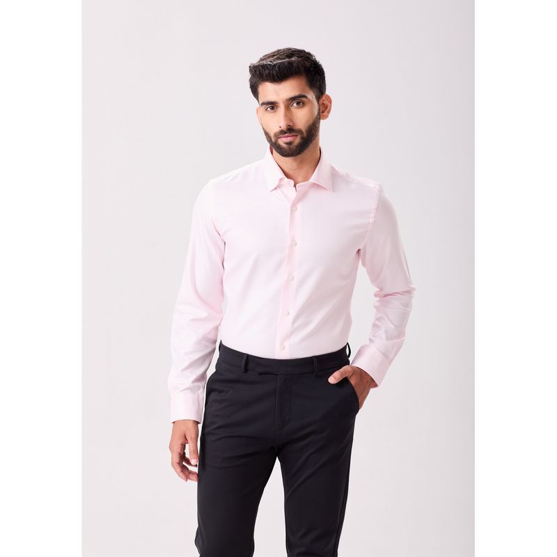 MH&Y Cut Away Collar Premium Cotton Dobby Pink Shirt (38)