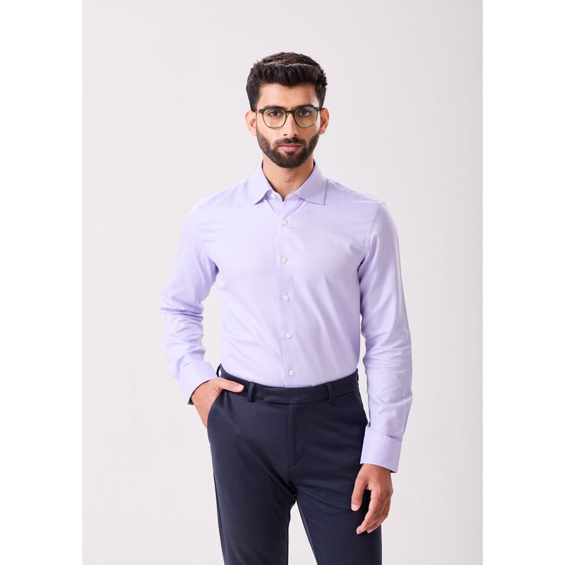 MH&Y Cut Away Collar Premium Cotton Dobby Lavender Shirt (38)