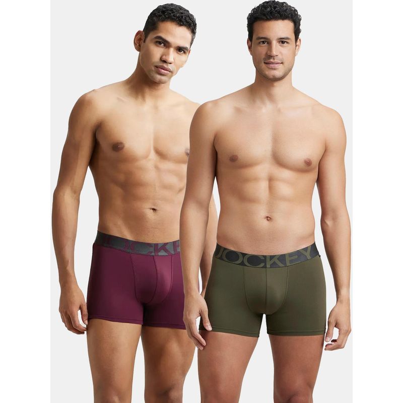 Jockey Ic28 Men Tasting and Forest Night Tactel Microfiber Solid Trunk - Wine (Pack of 2) (L)