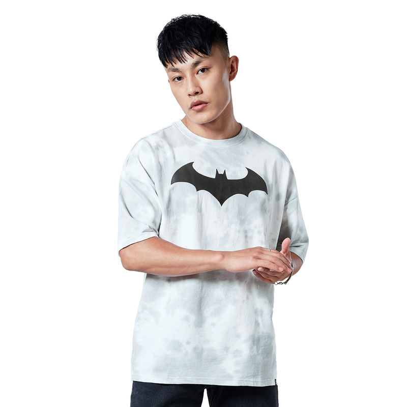 The Souled Store Batman Bat Signal Tie Dye Oversized T-Shirts For Men (L)