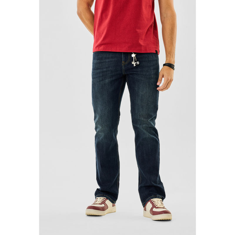 Snitch Navy Blue Denim Straight Fit Casual Jeans (36)