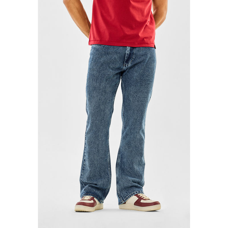 Snitch Blue Washed Bootcut Casual Jeans (36)