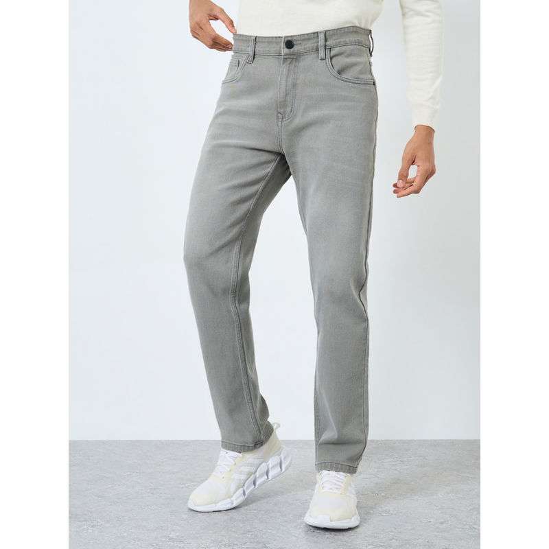 Styli Men Dark Wash Grey Regular Fit Jeans (30)