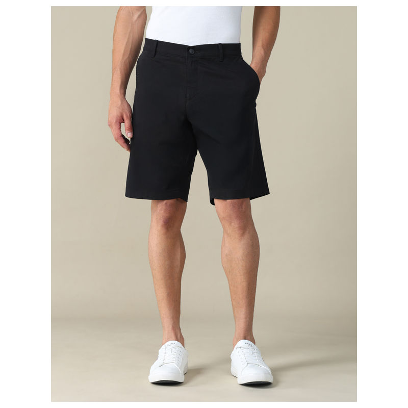 U.S. POLO ASSN. Men Black Solid Slim Fit Shorts (30)