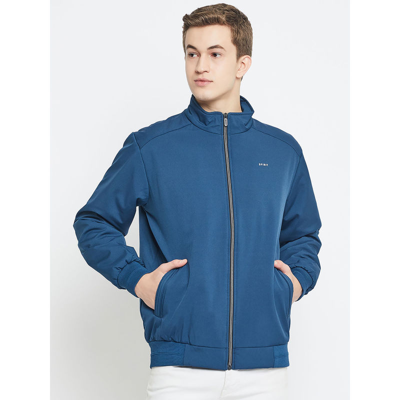 SPIRIT Mens Teal Solid Bomber Jacket (M)