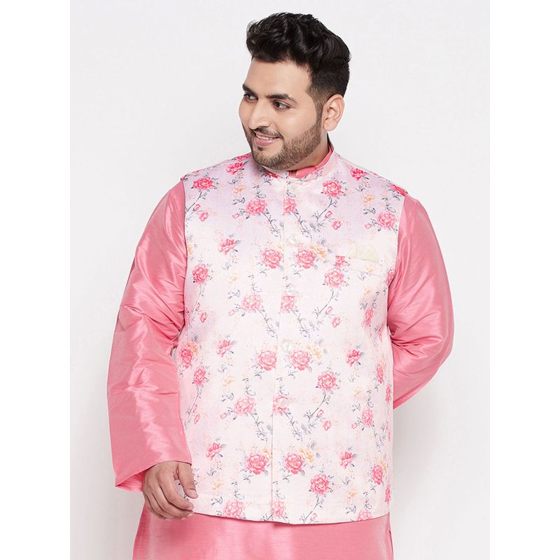 Vastramay Plus Men's Pink Nehru Jacket (48)