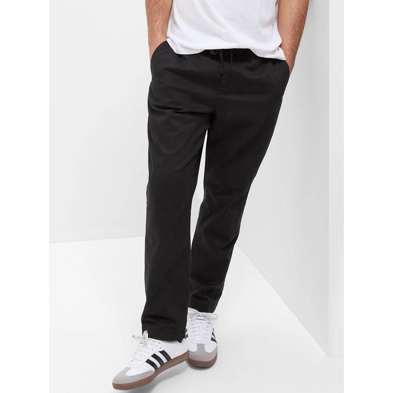 GAP Men Black Cotton Solid Regular Fit Casual Trouser (M)