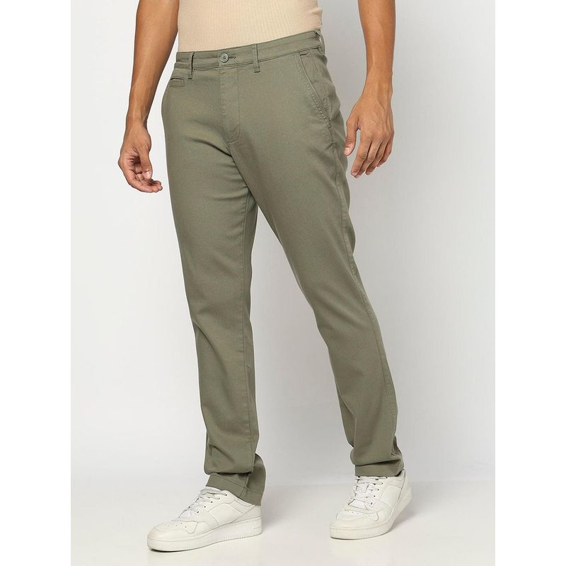 GAP Men Olive Cotton Solid Slim Fit Chinos (28)