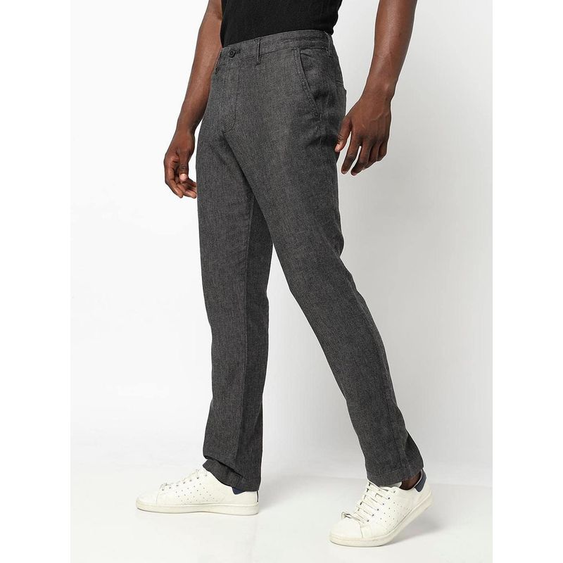 GAP Men Black Linen Textured Slim Fit Casual Trouser (30)