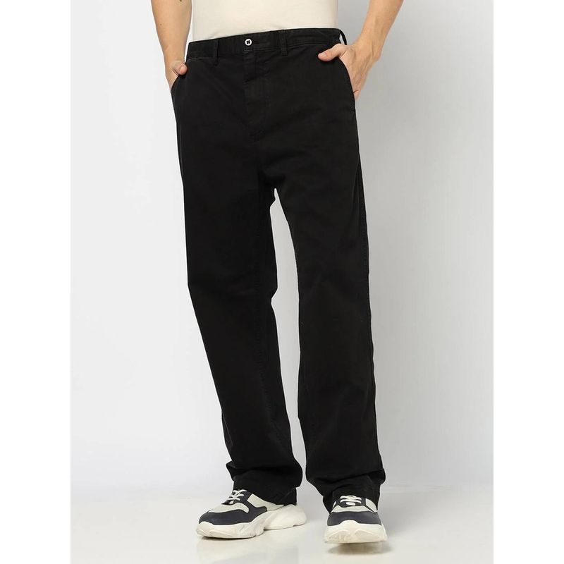 GAP Men Black Cotton Solid Loose Fit Chinos (38)