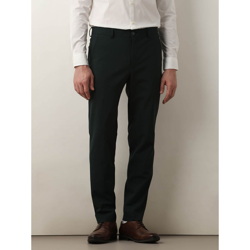 Selected Dark Green Mid Rise Slim Fit Trousers (32)