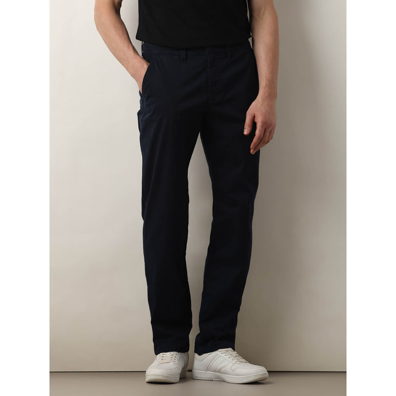 Selected Navy Blue Mid Rise Slim Fit Chinos (36)