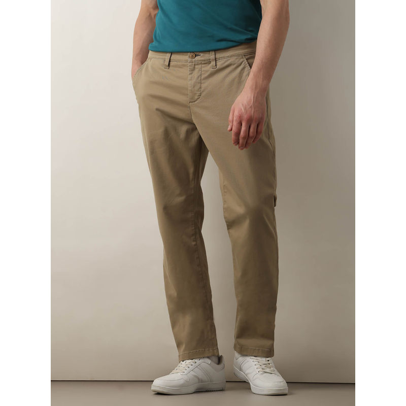 Selected Khaki Mid Rise Straight Fit Chinos (32)
